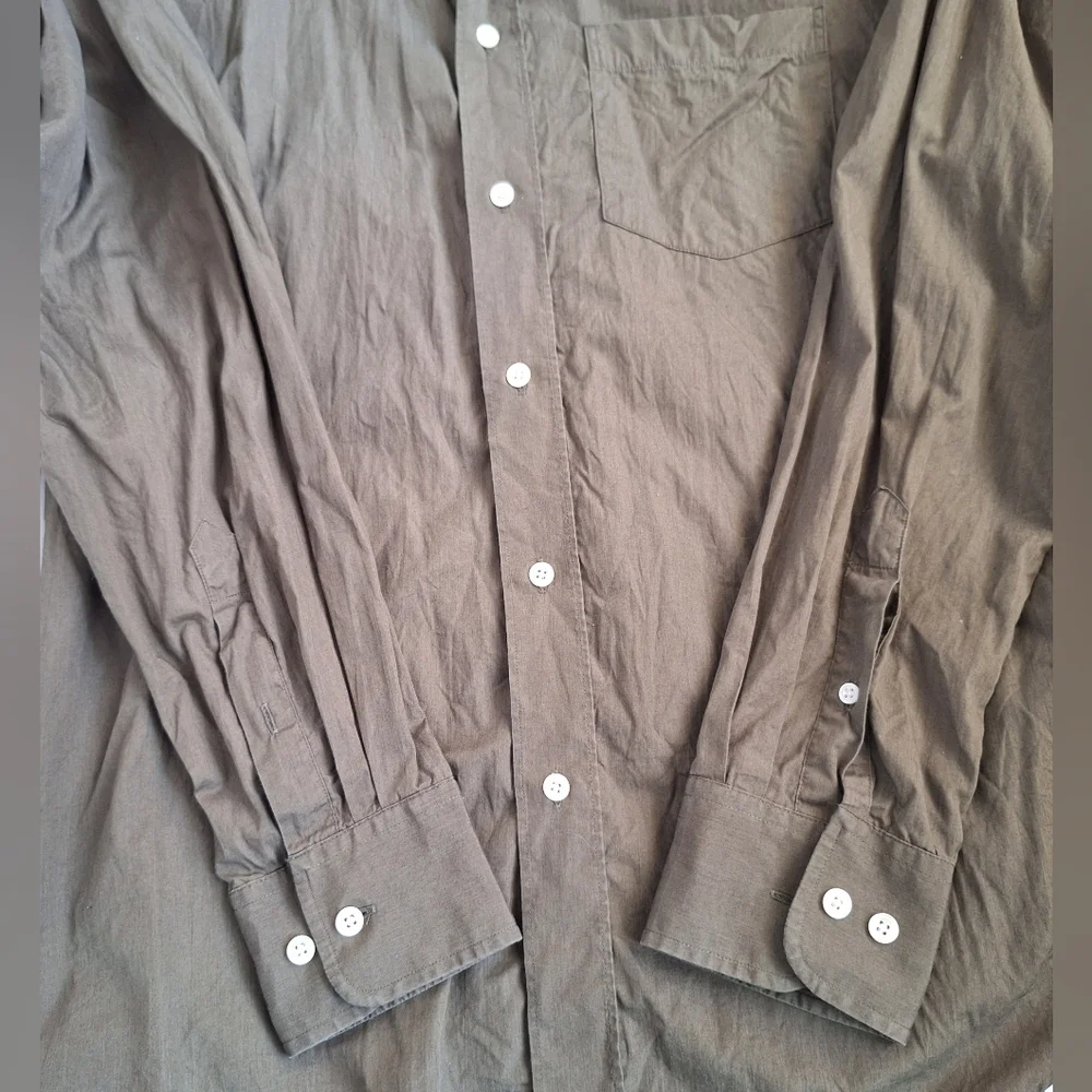 Banana Republic 100% Cotton Dress Shirt Button Down Long Sleeve Olive Mens M